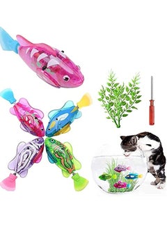 Swimming Robot Fish Toy for Kids with LED Light, Mini Aquarium Fish, Bath Toys, Interactive Plastic Fish Toys (5 pcs), Electronic Cat Toy Gift to Stimulate Your Pet's Hunter Instincts