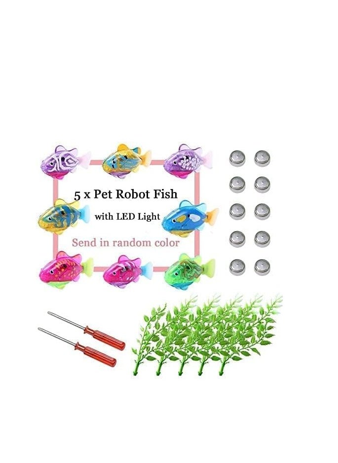 Generic - Swimming Robot Fish Toy for Kids with LED Light, Mini Aquarium Fish, Bath Toys, Interactive Plastic Fish Toys (5 pcs), Electronic Cat Toy Gift to Stimulate Your Pet's Hunter Instincts - Image 1