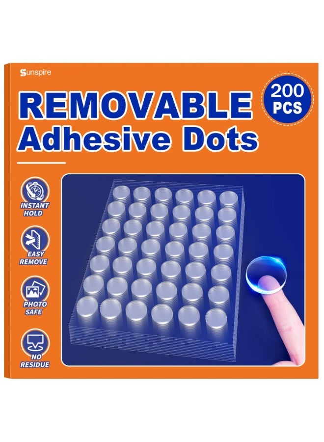 Sunspire 200Pcs Double Sided Adhesive Dots, 0.6" Clear Removable Sticky Adhesive Mounting Putty, Waterproof No Trace Dots Adhesive Putty for Poster Picture Festival Decoration Museum (15mm) - Image 1