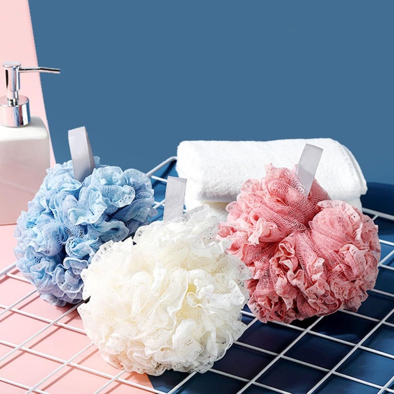 Soft White Bath Mesh Balls Set Of 3 Exfoliating Shower Poufs For Gentle Skin Cleansing - Image 5