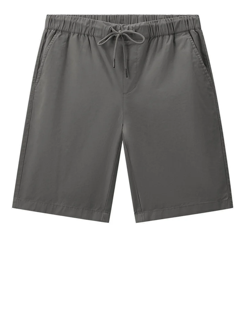 Men’s Relaxed Twill Mid‑Rise Shorts with Elastic Waist