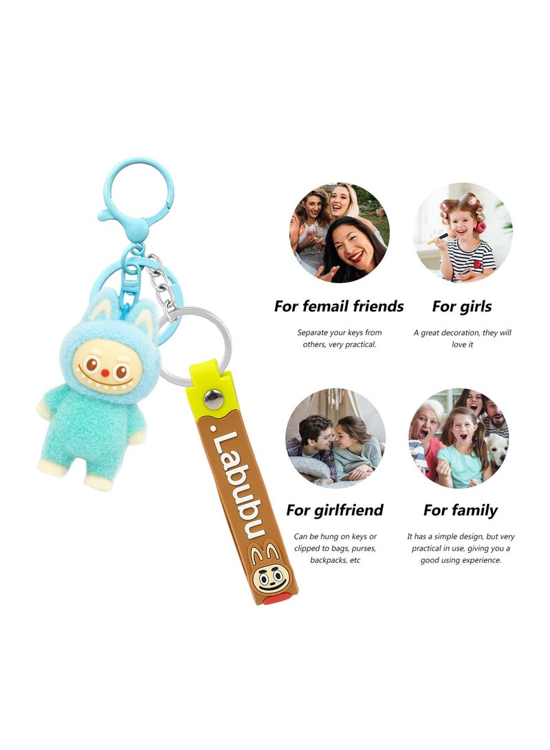 Labubu Cartoon Keychain with Soft PVC Pendant, 3D Doll Figure 7cm + Silicone Strap 12.5cm, Cute Character Bag Charm for Car Keys, Bike Keys, House Keys, Backpack Accessory - Image 3