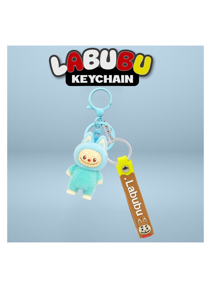 Labubu Cartoon Keychain with Soft PVC Pendant, 3D Doll Figure 7cm + Silicone Strap 12.5cm, Cute Character Bag Charm for Car Keys, Bike Keys, House Keys, Backpack Accessory - Image 1