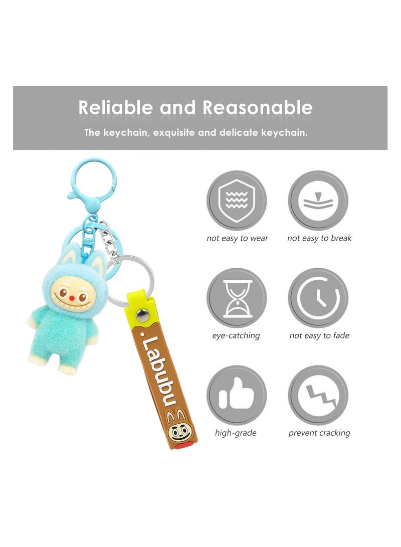Labubu Cartoon Keychain with Soft PVC Pendant, 3D Doll Figure 7cm + Silicone Strap 12.5cm, Cute Character Bag Charm for Car Keys, Bike Keys, House Keys, Backpack Accessory - Image 4