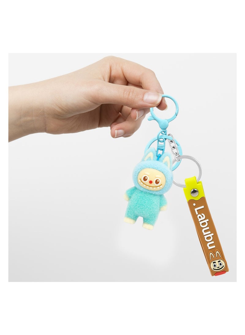 Labubu Cartoon Keychain with Soft PVC Pendant, 3D Doll Figure 7cm + Silicone Strap 12.5cm, Cute Character Bag Charm for Car Keys, Bike Keys, House Keys, Backpack Accessory - Image 2