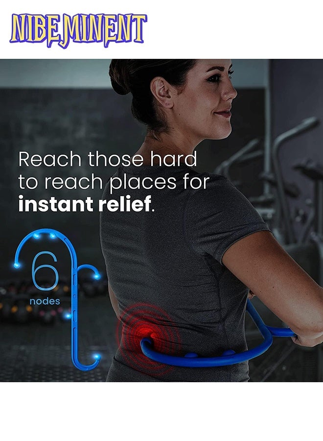 NIBEMINENT Back and Neck Massager - Trigger Point Cane Massage Tools for Pain Relief and Manual Massage Hook Therapy Handheld Back Neck Shoulder Massager Blue- Gift for Women & Men - Image 5