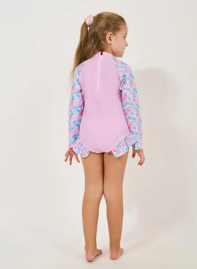 Styli Mermaid Glitter Print Swimsuit