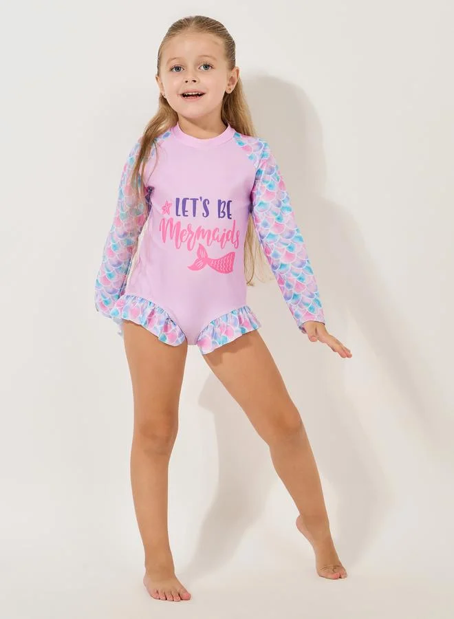 Styli Mermaid Glitter Print Swimsuit