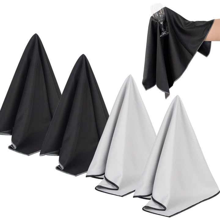 SINLAND Microfiber Glass Polishing Cloths Large Size Thick Lintless Drying Towels for Wine Glasses Stemware Dishes Stainless Appliances 20 Inch X 25 Inch Pack of 4