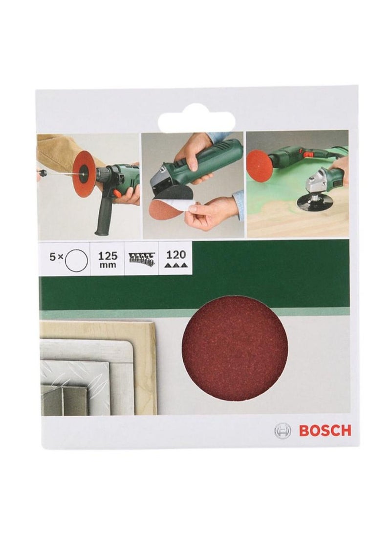 BOSCH G120 Angle Grinder Dril Sanding Sheet 125 Mm Red Pack Of 5 