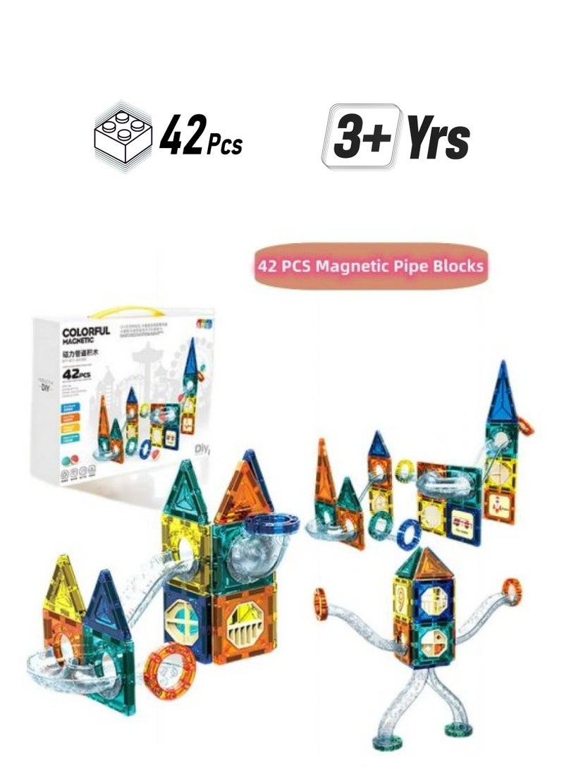 Magnetic Building Set for Kids - 42pcs Magnet Blocks Toys Learning Educational  - Image 1