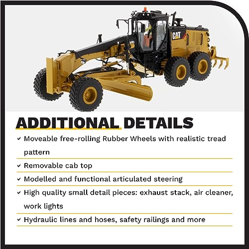 Diecast Masters 1:50 Scale Caterpillar 14M3 Motor Grader | High Line Series Cat Trucks & Construction Equipment Model 85545 - Image 5