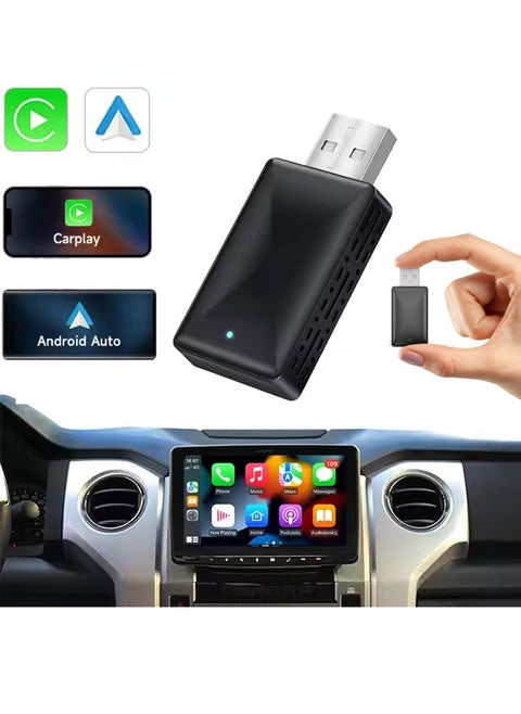 Wireless CarPlay Adapter for iPhone, 2-in-1 Wireless Carplay Plug Play Smart AI Box BT Wireless Dongle Mini Size , Stable Control & No Delay, Black