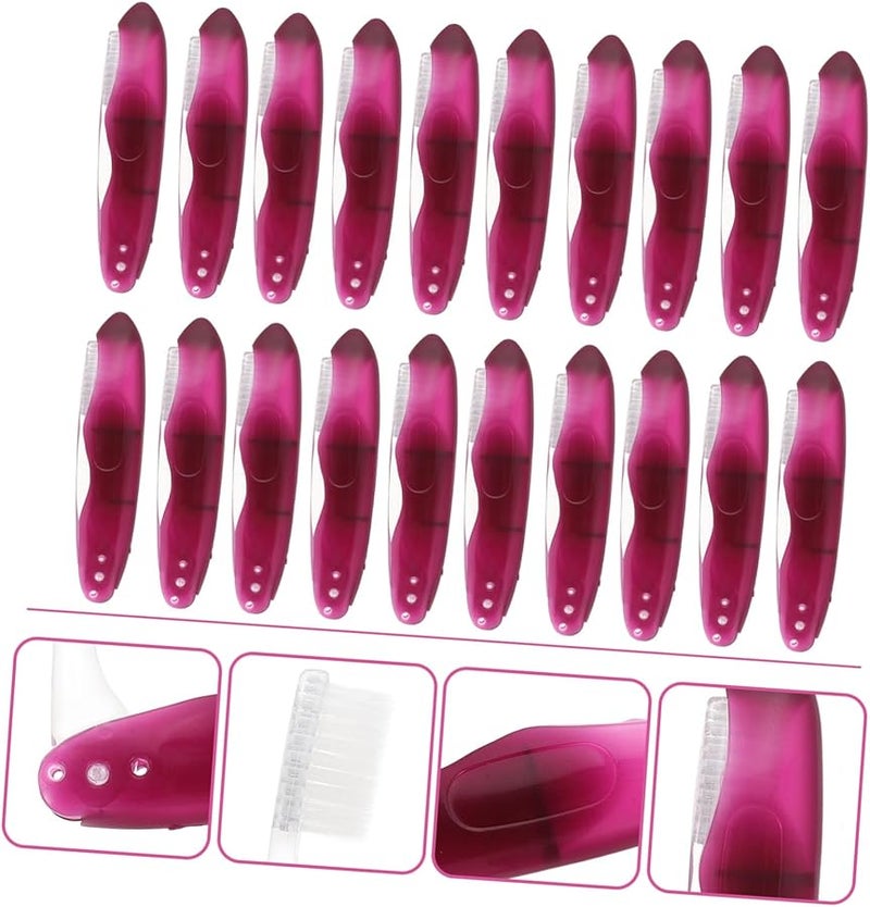 Dark Red Travel Toothbrush Set 20pcs Folding Firm Brush Head Non Slip Design for Outdoor Activities - Image 3