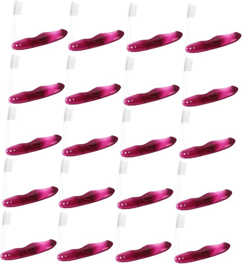 Dark Red Travel Toothbrush Set 20pcs Folding Firm Brush Head Non Slip Design for Outdoor Activities - Image 1