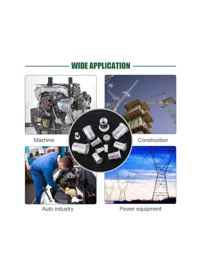 promass 126 Pieces 304 Stainless Steel Flat Thread Rivet Nut Insert Nut Rivet Nut Assortment Kit - M3 M4 M5 M6 M8 M10 - Image 2