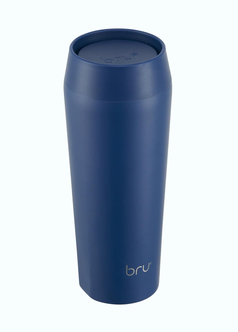 bru Travel  Insulated Coffee Cup Travel Mug for Hot Drinks Leakproof Ceramic Lined 460ml Blue Planet