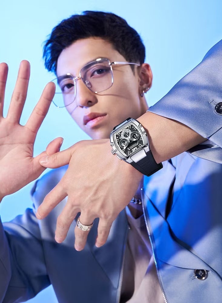 مارك وارفيلد الرجل الجديد ساعات رجالية، كوارتز، شريط راتنج فاخر مقاوم للماء، ساعات رياضية، ساعات مقاومة للماء للرجال، ساعات سوداء للرجال، ساعات أوتوماتيكية للرجال، كرونوغرافات، رجال - Image 3