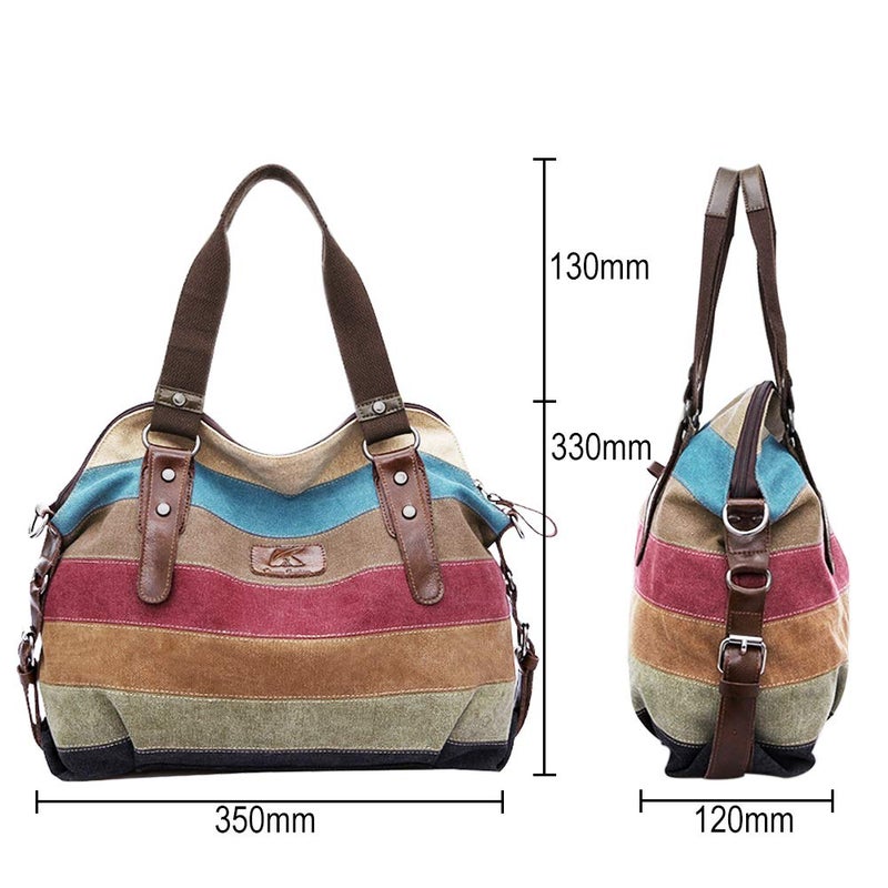 SNUG STAR Canvas Handbag Multi-Color Striped Lattice Cross Body Shoulder Purse Bag Tote-Handbag for Women (Multi Color D) - Image 5