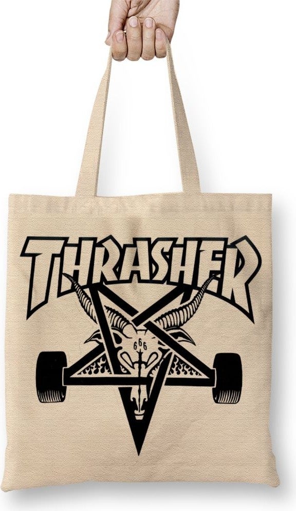 Baskı Dükkanı Print Shop Thrasher Skate Skateboard Tote Bag Long Handle 