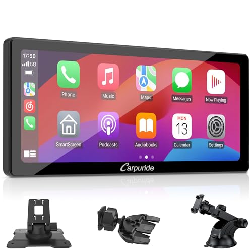 Carpuride W103 Pro with Wireless Bluetooth Transmission Portable Carplay Android Auto Car Stereo 103 inch 1080P Touch Screen Mirror LinkGPSSiriFM with 3 BracketDual BT - Image 1