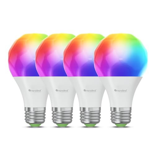 Nanoleaf Essentials Smart Light Bulbs, Matter Smart LED Bulbs Work with Alexa & Google Home, 1000lm 16M+ RGBTW Color Changing Light Bulb, Music Sync A19 E26 2.4GHz WiFi Bluetooth Light Bulb 60W, 4PK - Image 1