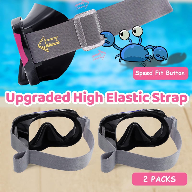 Vvinca Kids-Goggles with Nose Cover, Diving Mask Elastic Fabric Strap Anti Fog Anti Shattered Lens for Kids Swim Goggles 3-14 - Image 3
