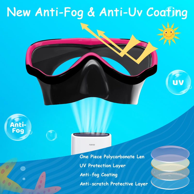 Vvinca Kids-Goggles with Nose Cover, Diving Mask Elastic Fabric Strap Anti Fog Anti Shattered Lens for Kids Swim Goggles 3-14 - Image 5