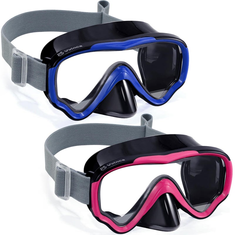 Vvinca Kids-Goggles with Nose Cover, Diving Mask Elastic Fabric Strap Anti Fog Anti Shattered Lens for Kids Swim Goggles 3-14 - Image 1