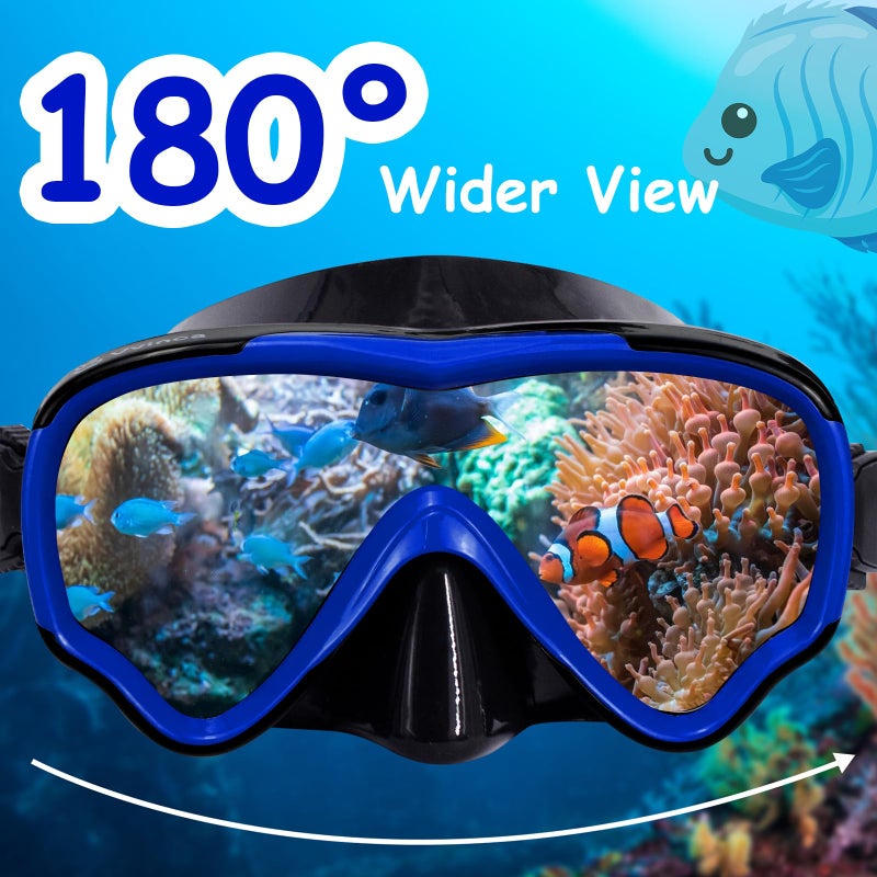Vvinca Kids-Goggles with Nose Cover, Diving Mask Elastic Fabric Strap Anti Fog Anti Shattered Lens for Kids Swim Goggles 3-14 - Image 4
