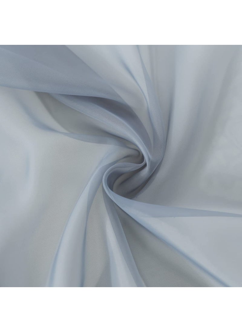 L&TEC Window Light Gray Sheer Curtains 130 Inches Long 2 Panels Sheer Curtain Basic Rod Pocket Panel for Bedroom Children Living Room Yard Kitchen (Light Gray  52"" W x 130"" L | 2 pcs)  - Image 5