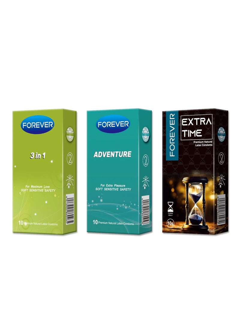 Forever - Pack Of 3 Adventure Premium Natural Latex Condoms - Image 1