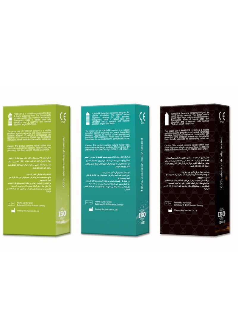 Forever - Pack Of 3 Adventure Premium Natural Latex Condoms - Image 1