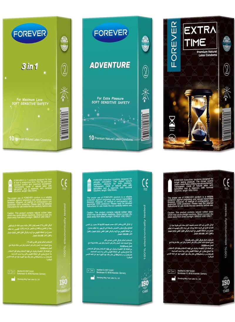 Forever - Pack Of 3 Adventure Premium Natural Latex Condoms - Image 1