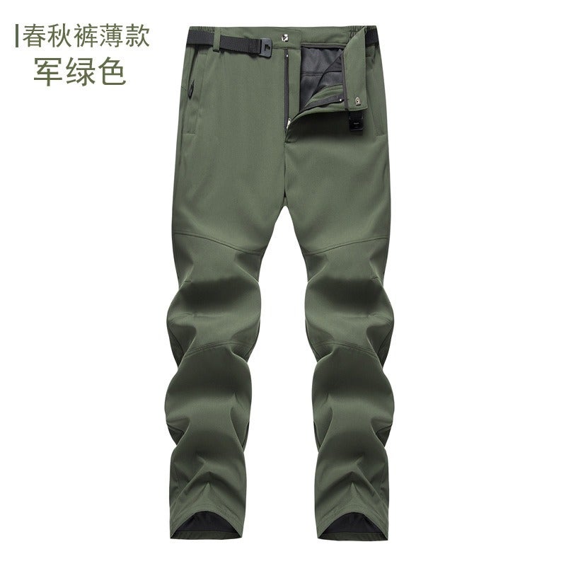 Gong Ban Wu Biao Men's Outdoor Softshell Fleece-Lined Winter Hiking Ski Pants, Windproof Thermal Trousers, Plus Size, Unisex - Image 1