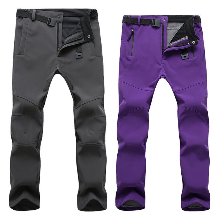 Gong Ban Wu Biao Men's Outdoor Softshell Fleece-Lined Winter Hiking Ski Pants, Windproof Thermal Trousers, Plus Size, Unisex - Image 5