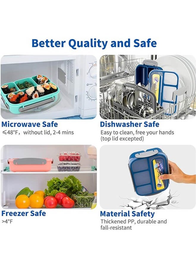 Riolio - Bento Lunch Box Adult Lunch Box, Lunch Box Kids, Lunch Containers for Adults/Kids/Students,1300ML-4 Compartment Bento Lunch Box (Blue) - Image 1