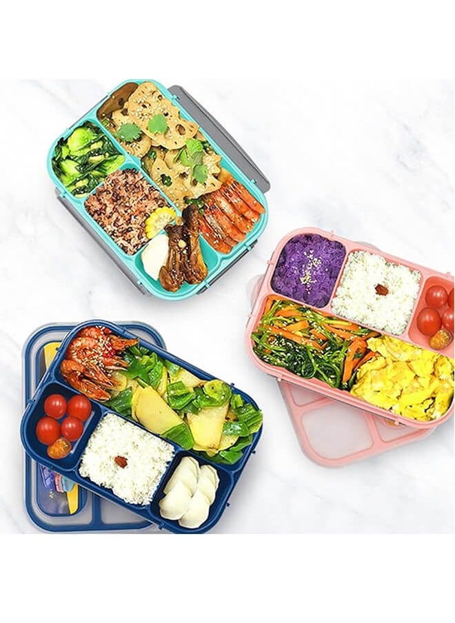 Riolio - Bento Lunch Box Adult Lunch Box, Lunch Box Kids, Lunch Containers for Adults/Kids/Students,1300ML-4 Compartment Bento Lunch Box (Blue) - Image 1