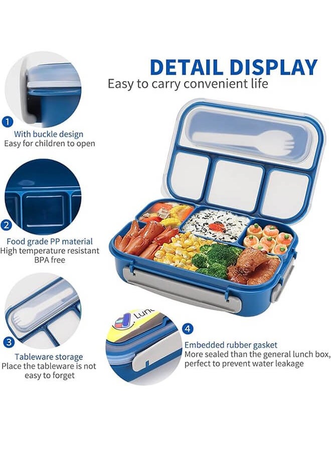 Riolio - Bento Lunch Box Adult Lunch Box, Lunch Box Kids, Lunch Containers for Adults/Kids/Students,1300ML-4 Compartment Bento Lunch Box (Blue) - Image 1