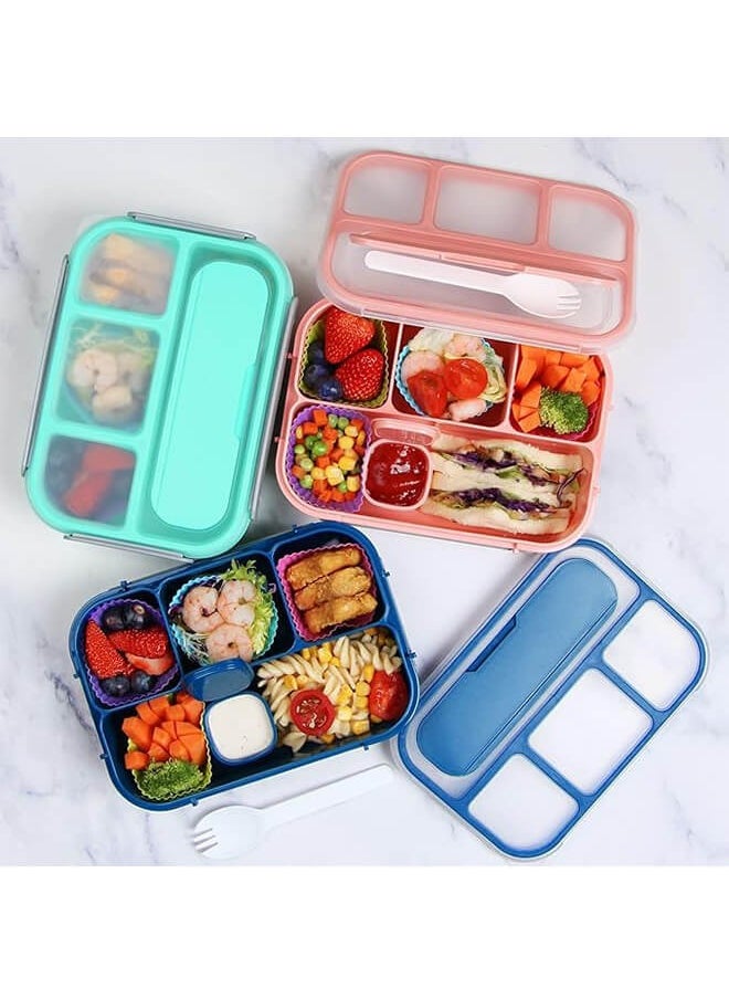Riolio - Bento Lunch Box Adult Lunch Box, Lunch Box Kids, Lunch Containers for Adults/Kids/Students,1300ML-4 Compartment Bento Lunch Box (Blue) - Image 1