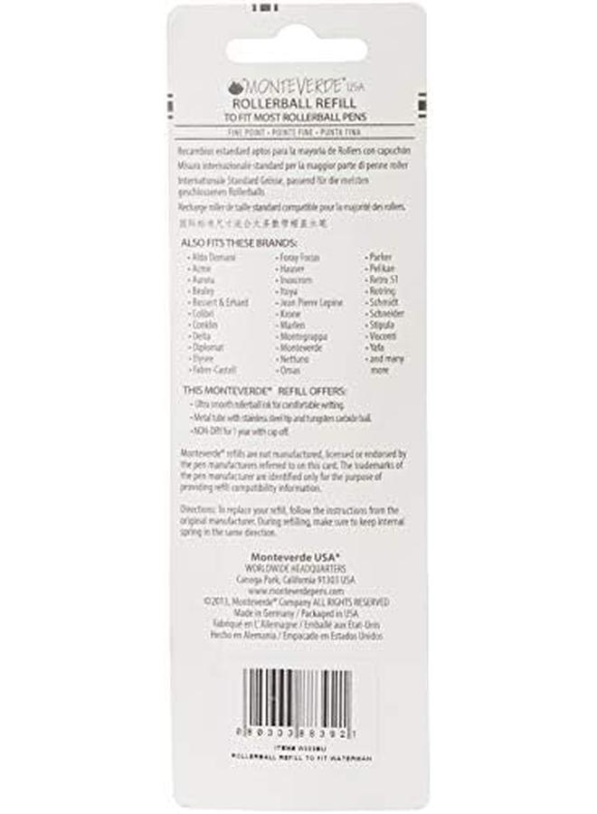 Monteverde Rollerball Refill To Fit Waterman Rollerball Pens Fine Point Blue 2 Per Pack W222Bu - Image 3