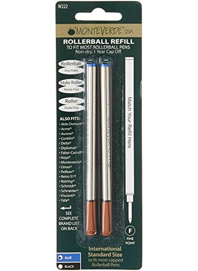 Monteverde Rollerball Refill To Fit Waterman Rollerball Pens Fine Point Blue 2 Per Pack W222Bu - Image 2