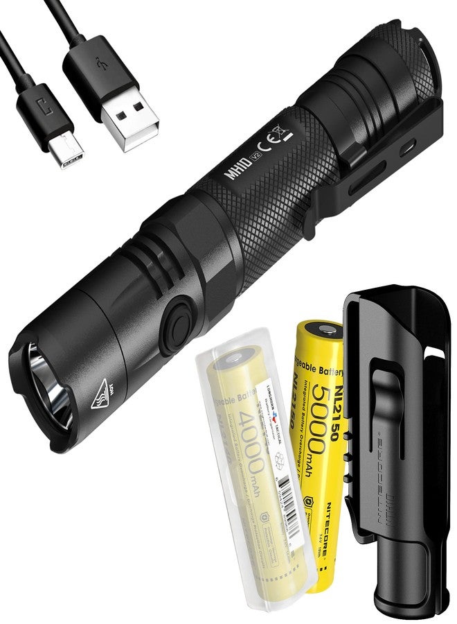 نايت كور مجموعة نايت كور باور باندل MH10 v2 مصباح يدوي قابل لإعادة الشحن بقوة 1200 لومن، وبطارية احتياطية، ومنظم لومن تاك - Image 1