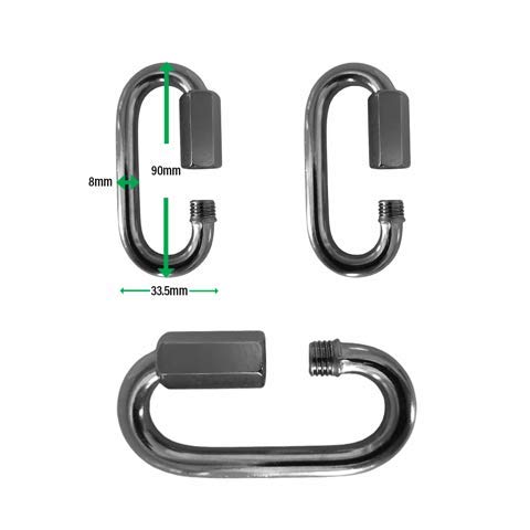 Tri Surge 2 Pieces Stainless Steel 316 Marine Grade Quick Link Carabiner 5/16" (8mm) for Chain, Rope, Swing Cable Connector and Other Uses, Versatile - Image 2