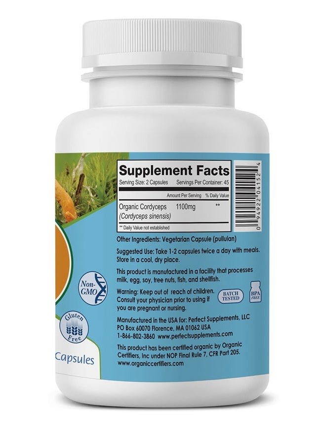 Perfect Supplements – Perfect Cordyceps – 90 Vegetable Capsules – Organic Adaptogenic Herbal Supplement – Increases Energy, Endurance & Strength - Image 2
