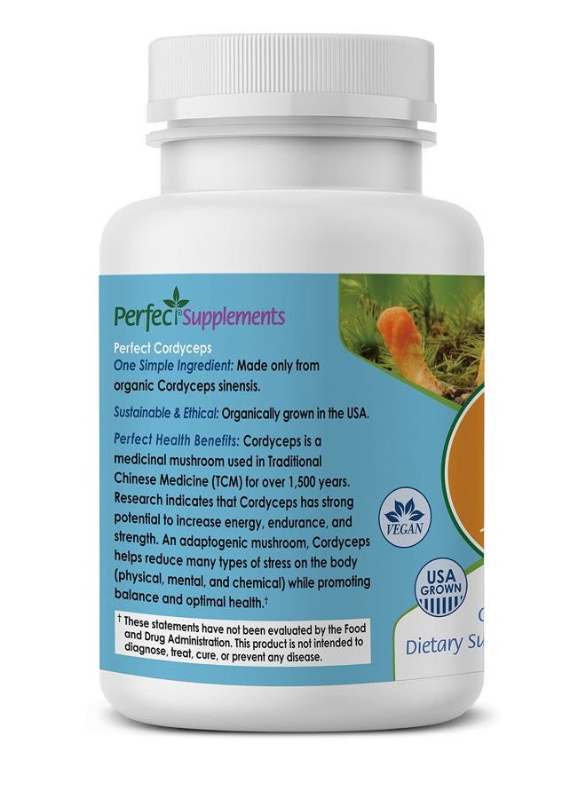 Perfect Supplements – Perfect Cordyceps – 90 Vegetable Capsules – Organic Adaptogenic Herbal Supplement – Increases Energy, Endurance & Strength - Image 3