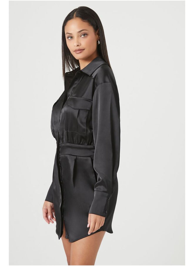 FOREVER 21 - Satin Shirt Mini Dress - Image 1