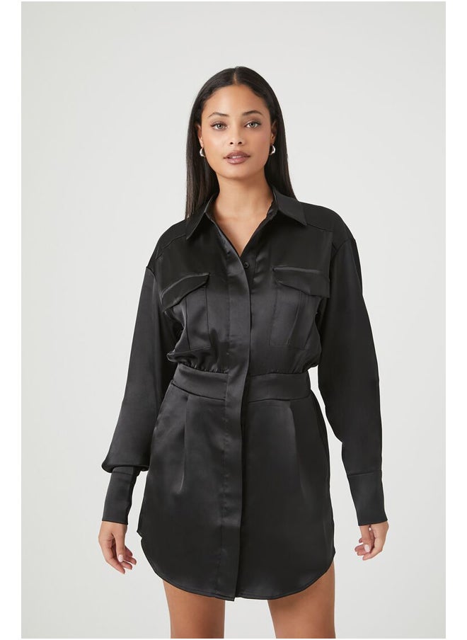 FOREVER 21 - Satin Shirt Mini Dress - Image 1
