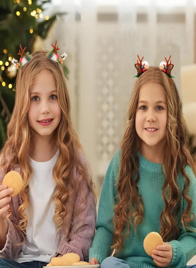 CUBACO 4 Pcs Christmas Deer Reindeer Antlers Hair Clips Cute Deer Ears Reindeer Christmas Hair Clips Antlers Ears Headbands Hairpins for Women Girls Hair Accessories for Halloween Party Decorations - Image 2