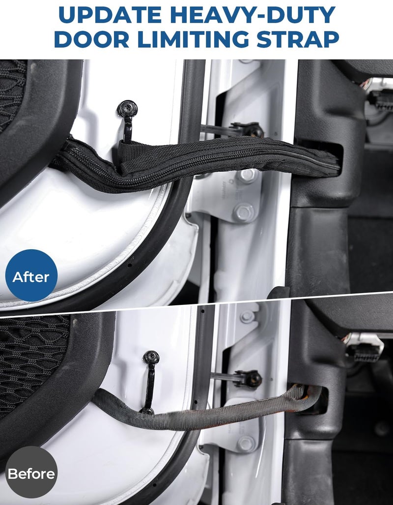 JOYTUTUS Door Limiting Straps Compatible with 1996-2024 Wrangler CJ YJ TJ JK JL, Heavy Duty Strong Adjustable Check Strap with Wire Protecting Harness, 2 Pack - Image 3